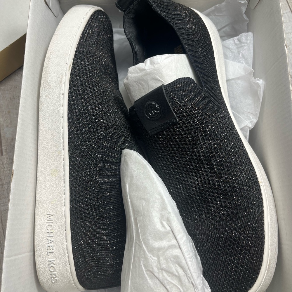 Michael Kors Black Knit Slip-On Women's Athletic Shoes